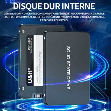 SSD 512GB vitesse de lecture jusqu'à 500MB/s SSD interne compatible avec ordinateur bureau pour les gamers et professionnels SSD